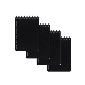kokuyo. softring memo business a7, 5mm grid, 70 sheets black (メ-sv477s5-d) - 4 pack