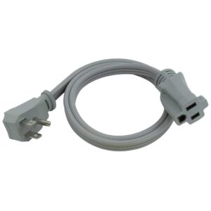 clear power 3ft 14/3 spt-3 air conditioner major appliances extension cord, 3-prong grounded right angle plug, gray, cp10001