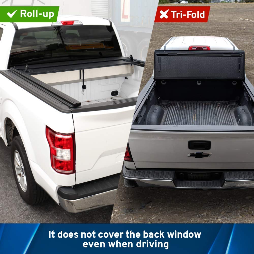 Syneticusa Retractable Hard Tonneau Cover Fits 2011-2024 Ford F-150 (incl. Raptor/Lightning) 5’6” (67”) Truck Bed Matte Black Aluminum Waterproof