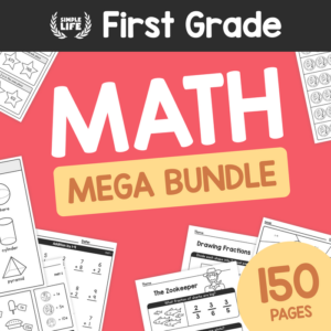 1st grade math worksheets mega bundle – 150 pages – first grade daily math workbook