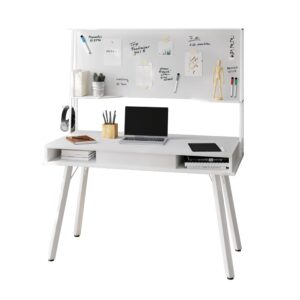 techni mobili study computer storage & magnetic dry erase white board home office desk