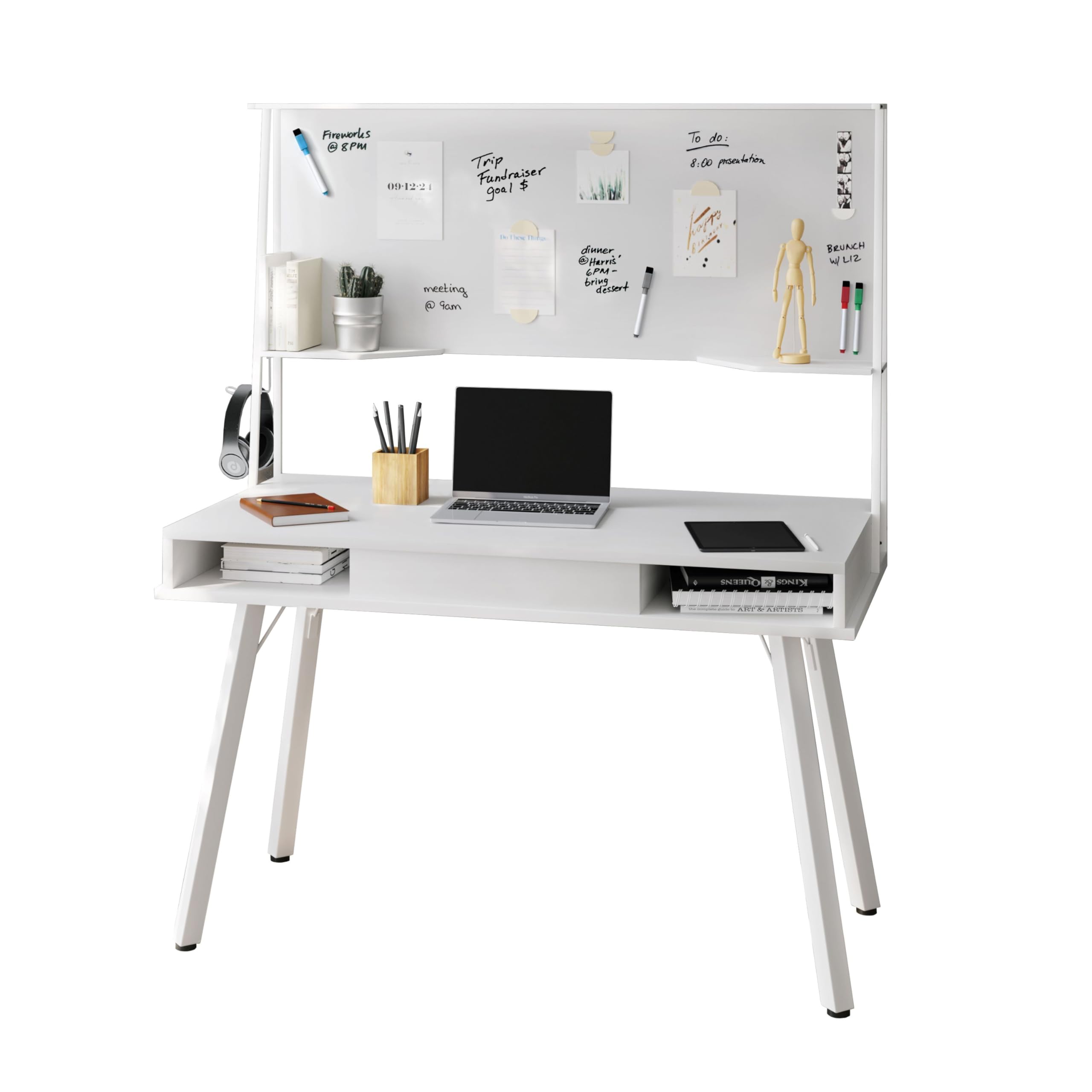 Techni Mobili Study Computer Storage & Magnetic Dry Erase White Board Home Office Desk