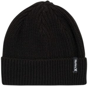 hurley men's cuffed beanie - loose knit winter hat, size one size, black