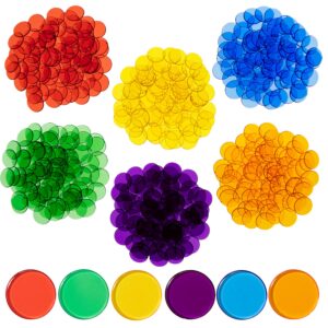 edxeducation transparent counters - set of 500 - bulk colored counters for kids math - 6 colors - 3/4 in - counting, sorting, light panels, bingo