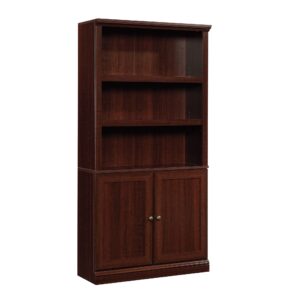 sauder miscellaneous storage bookcase with doors/ book shelf, select cherry finish