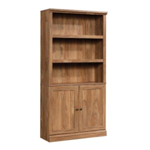 sauder miscellaneous storage 5-shelf/ book shelf 2-door bookcase, vintage oak finish