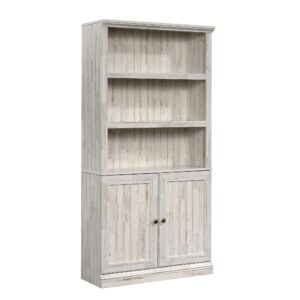 sauder miscellaneous storage bookcase/ book shelf with doors, white plank finish