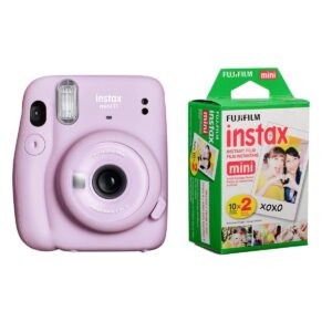 fujifilm instax mini 11 instant film camera, lilac purple instax mini instant daylight film twin pack, 20 exposures