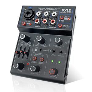 Pyle Professional Wireless DJ Audio Mixer - 3-Channel Bluetooth DJ Controller Sound Mixer w/USB Audio Interface, Combo Jack XLR+6.35mm Mic/Line/Guitar In, 3.5mm, RCA, AUX, Headphone Jack PAD33MXUBT