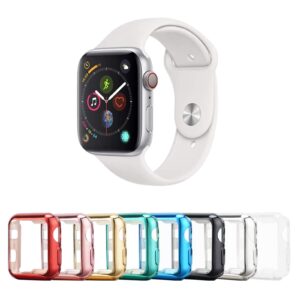 tranesca 38mm case compatible with apple watch - screen protector with built-in hd clear ultra thin tpu cover for apple watch series 2 and series 3 (clear+black+gold+rose gold+red+blue+green+silver)