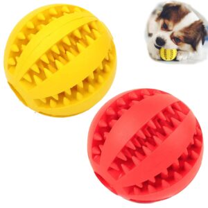 sunglow 2 pack dog toy ball,nontoxic bite resistant teething toys balls for small/medium/large dog and puppy cat, dog pet food treat feeder chew tooth cleaning ball exercise game iq training ball