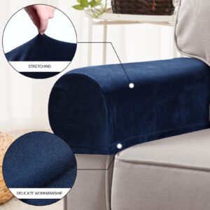 Soft Stretch Plush Armrest Covers, Stretch Armrest Covers for Chairs Sofas, Couch Arm Covers, Furniture Protector Armchair Slipcovers for Recliner, Set of 2