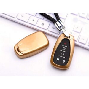 Xotic Tech Glossy Gold Smart Remote Key Fob Shell Cover Compatible with Chevy Malibu Camaro Cruze Spark Bolt (Fits: 3/4/5-button)