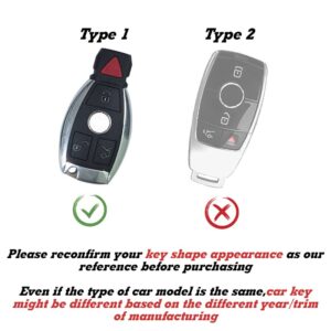 Xotic Tech Black Soft Silicone Key Fob Shell Cover Case w/ Keychain, Compatible with Mercedes Benz C E R S M GLK CLA CLK GLS W164 W204 W205 S204 S205 W212 W221 3-Button Smart Keyless Entry Key