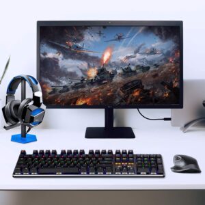 G-Cord Wireless Mechanical Gaming Keyboard, 104 Keys Wired Keyboard with Numpad, Anti-Ghosting Computer Keyboard for PC Desktop Gamers