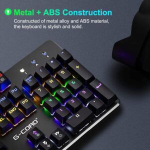 G-Cord Wireless Mechanical Gaming Keyboard, 104 Keys Wired Keyboard with Numpad, Anti-Ghosting Computer Keyboard for PC Desktop Gamers