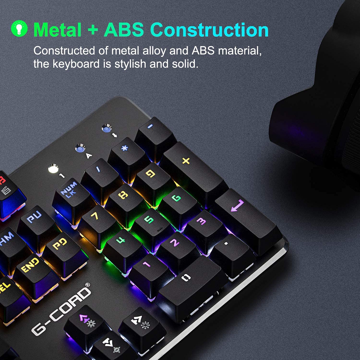 G-Cord Wireless Mechanical Gaming Keyboard, 104 Keys Wired Keyboard with Numpad, Anti-Ghosting Computer Keyboard for PC Desktop Gamers