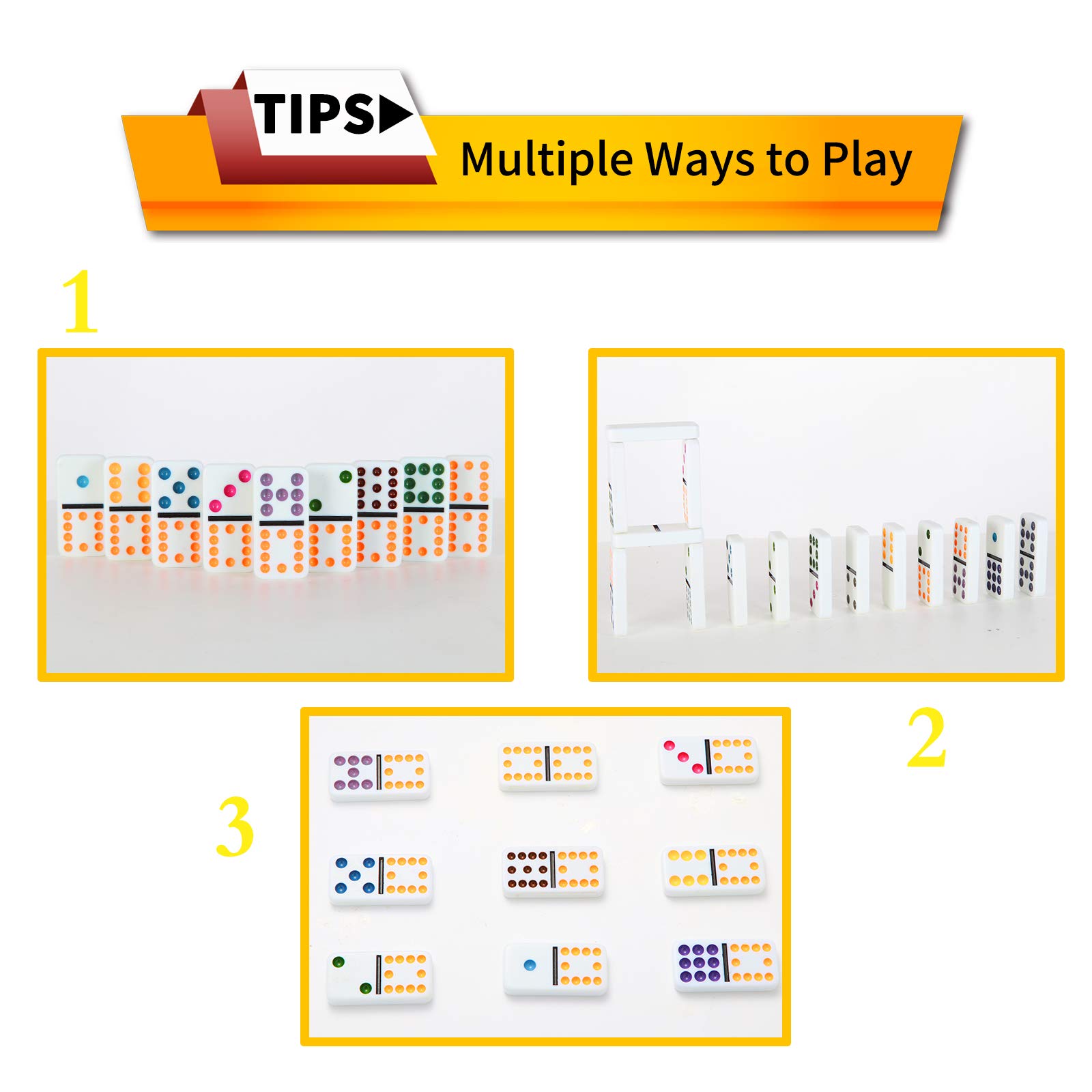 NOLIE Mexican Train Dominoes Game, Double 12 Dominoes Set, Dot Dominoes with Aluminum Case