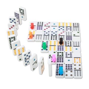 NOLIE Mexican Train Dominoes Game, Double 12 Dominoes Set, Dot Dominoes with Aluminum Case