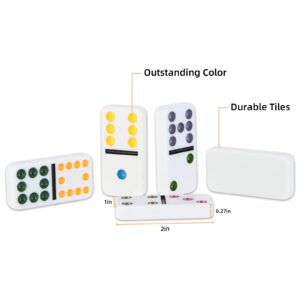 NOLIE Mexican Train Dominoes Game, Double 12 Dominoes Set, Dot Dominoes with Aluminum Case