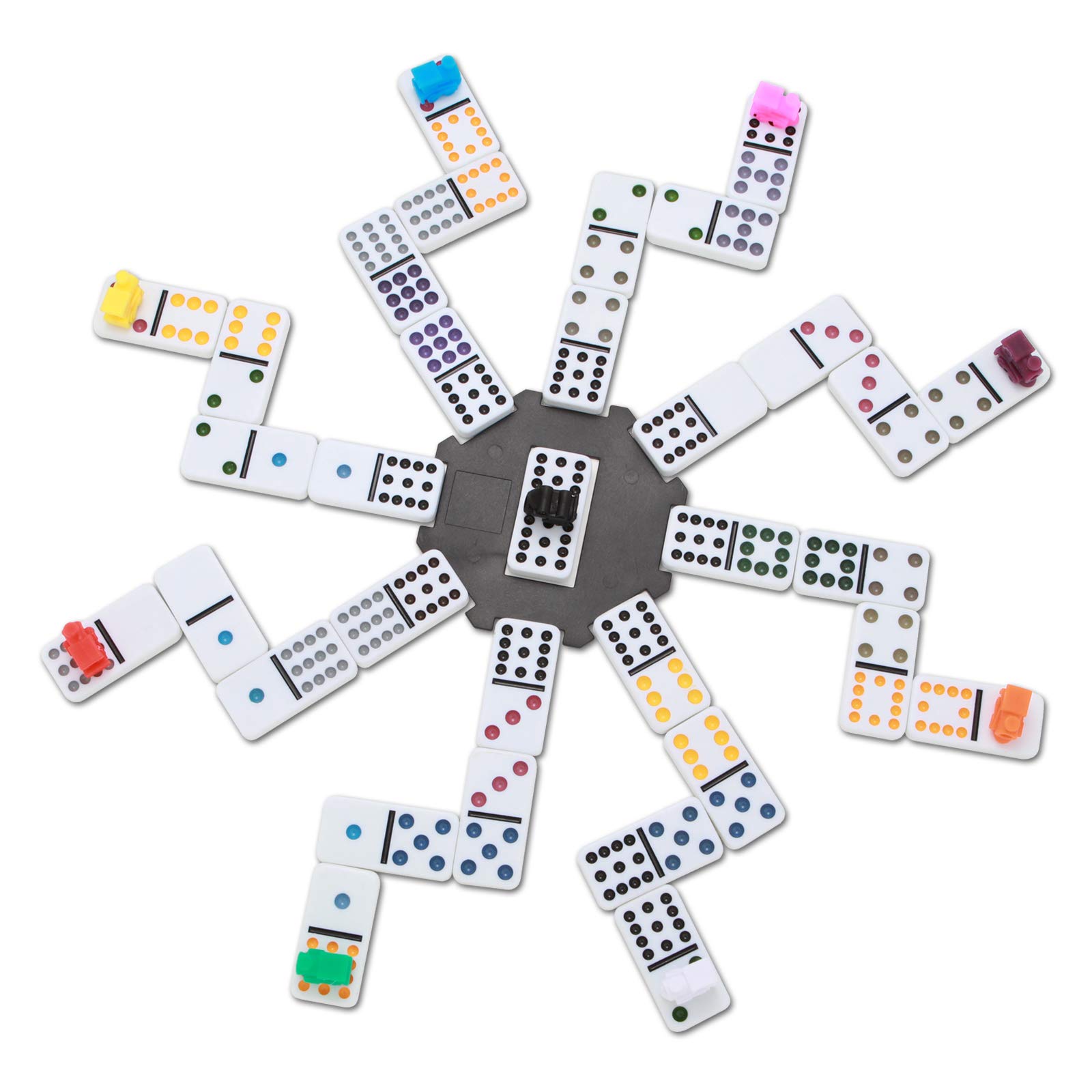 NOLIE Mexican Train Dominoes Game, Double 12 Dominoes Set, Dot Dominoes with Aluminum Case