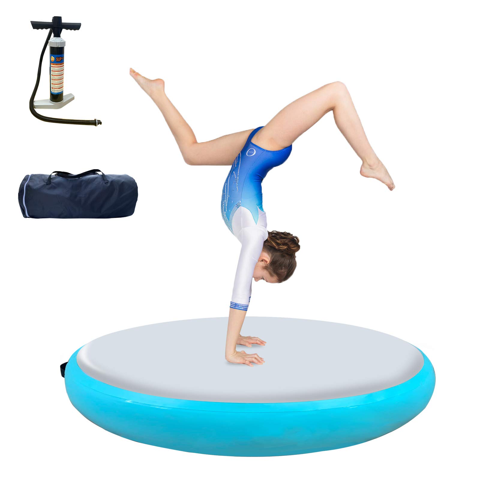 Air Spot Gymnastic 3.3 FT Tumbling Mats, Round Inflatable Tumble Track Gymnastic Equipment for Cheerleading, Gymnastics Training, Beach, on Water Thick 8 in