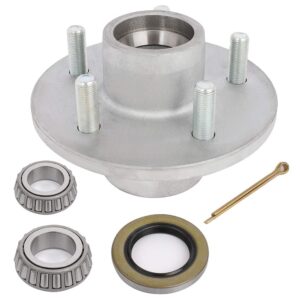 eccpp boat trailer hub kit 5 bolt 1 1/16 x 1 3/8 68149 & 44649 silver tapered spindle galvanized 3500lb silver