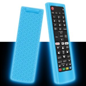 silicone protective case for lg akb75095307 akb75375604 akb74915305 remote control, shockproof anti-lost remote cover holder skin sleeve protector for lg smart tv remote (glow blue)