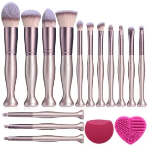bs-mall makeup brushes stand up premium synthetic foundation powder concealers eye shadows (14rose)