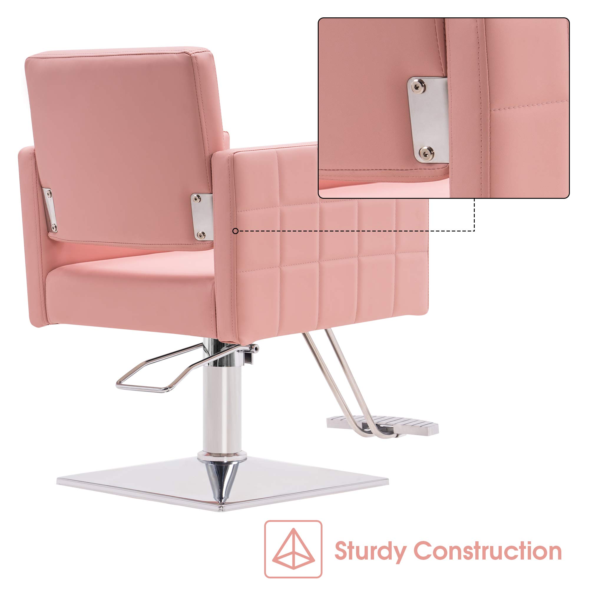 BarberPub Salon Chair for Hair Stylist,Hydraulic Barber Styling Chair, Beauty Spa Equipment 8821 (Pink)