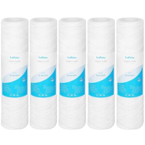 lafiucy 20 micron 10" x 2.5" string wound sediment water filter cartridge,5 pack,whole house sediment filtration, universal replacement for most 10 inch ro unit