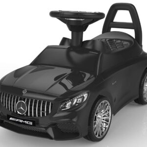 Ride-on Toy, Licensed Mercedes-Benz AMG Baby Racing Car, 3in1 Walker, Toddler Gliding Scooter, Pulling Cart with Sound & Light, Black