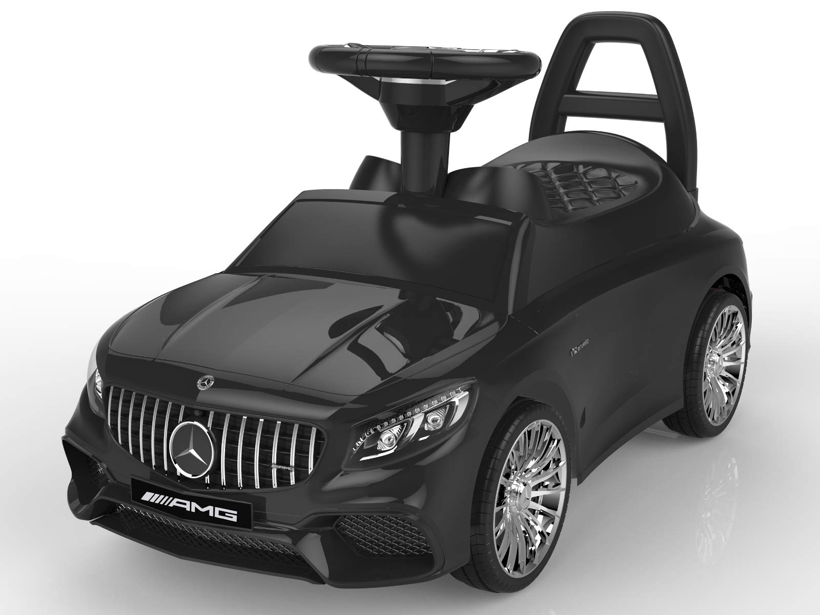 Ride-on Toy, Licensed Mercedes-Benz AMG Baby Racing Car, 3in1 Walker, Toddler Gliding Scooter, Pulling Cart with Sound & Light, Black