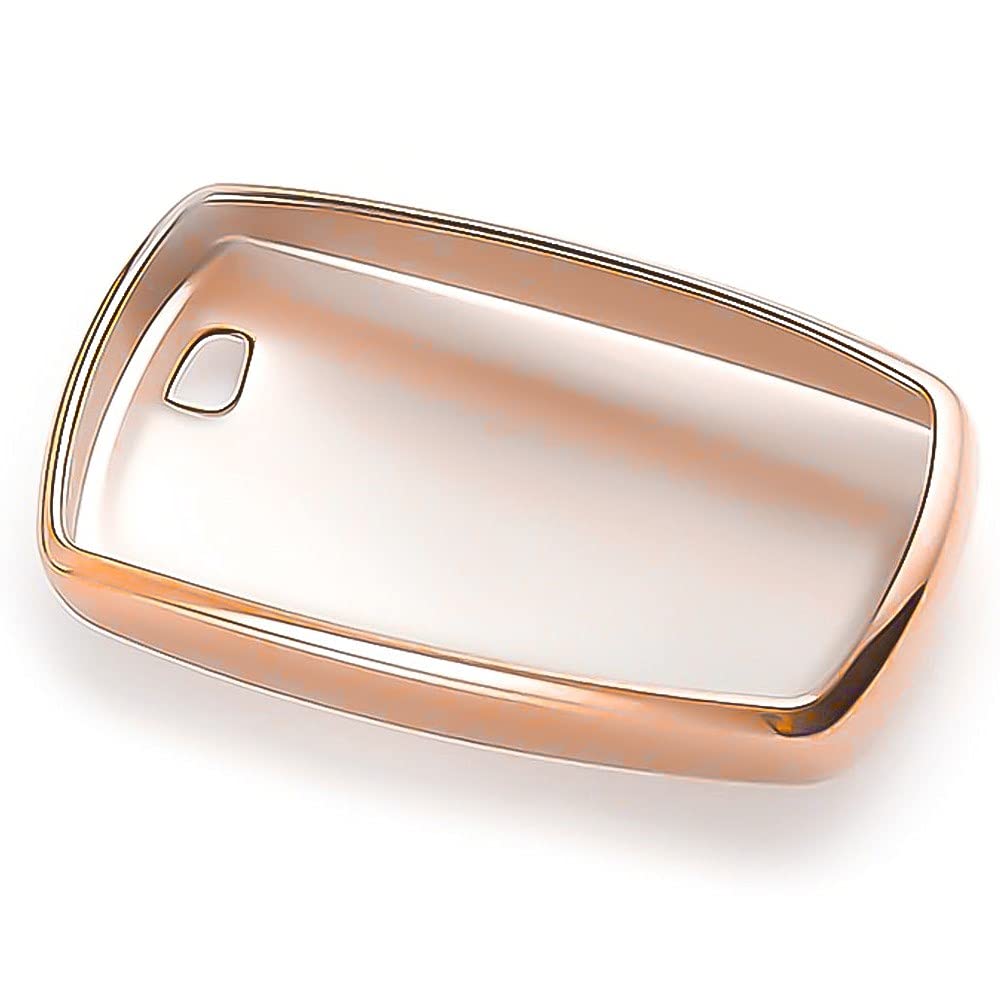 Xotic Tech Gold Soft TPU Key Fob Shell Skin Cover, Compatible with BMW 1 2 3 5 6 7 Series X1 X3 X4 X5 X6 M Models GT3 GT5 F12 F20 F21 F22 F25 F30 F31 GT3 GT5 Z4 Smart Keyless Entry Key