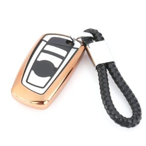 Xotic Tech Gold Soft TPU Key Fob Shell Skin Cover, Compatible with BMW 1 2 3 5 6 7 Series X1 X3 X4 X5 X6 M Models GT3 GT5 F12 F20 F21 F22 F25 F30 F31 GT3 GT5 Z4 Smart Keyless Entry Key