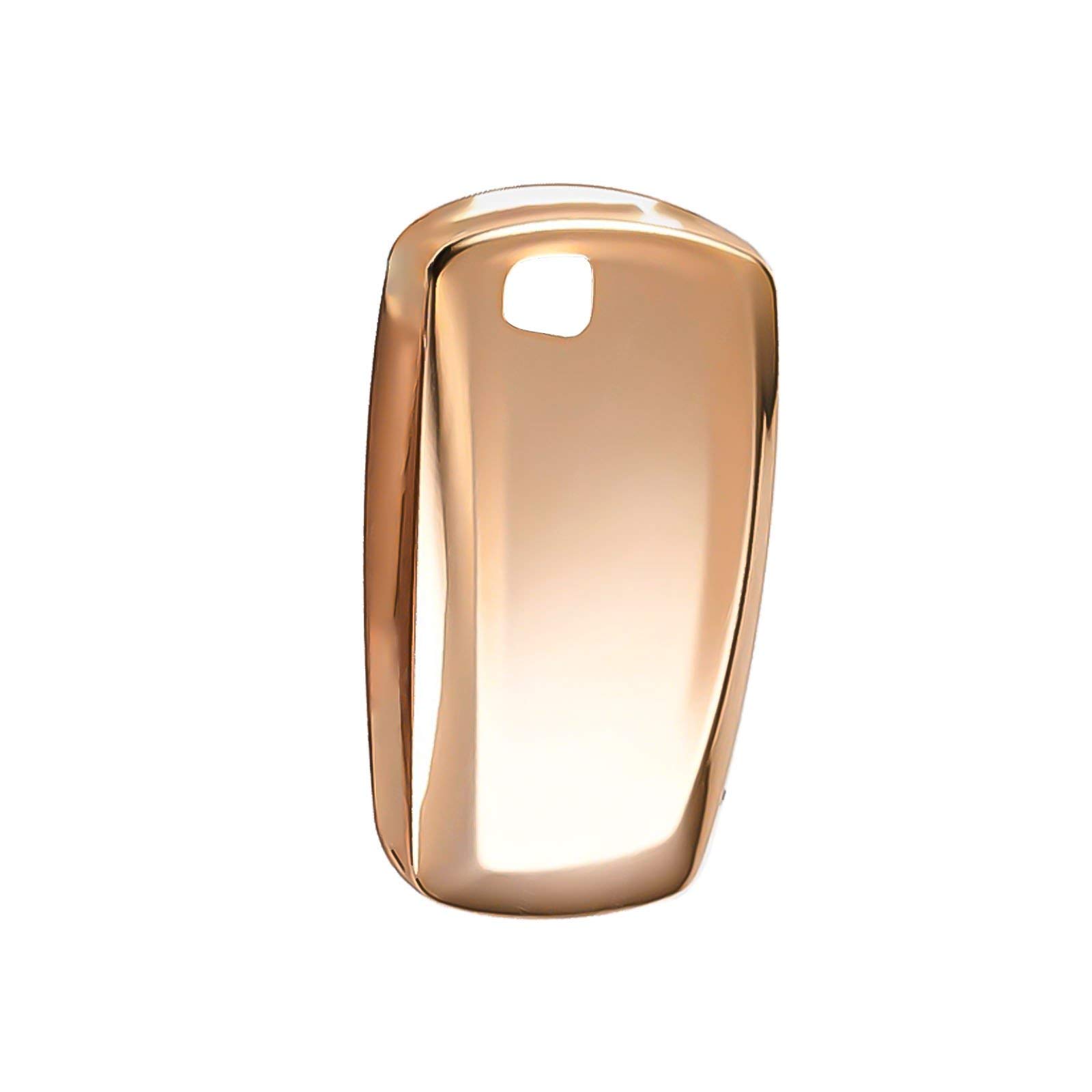 Xotic Tech Gold Soft TPU Key Fob Shell Skin Cover, Compatible with BMW 1 2 3 5 6 7 Series X1 X3 X4 X5 X6 M Models GT3 GT5 F12 F20 F21 F22 F25 F30 F31 GT3 GT5 Z4 Smart Keyless Entry Key