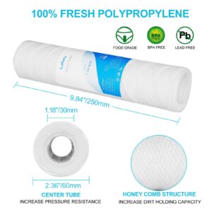 Lafiucy 1 Micron 10" x 2.5" String Wound Sediment Water Filter Cartridge,5 Pack,Whole House Sediment Filtration, Universal Replacement for Most 10 inch RO Unit