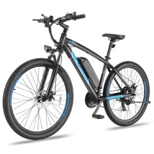 ancheer 350/500w electric bike 27.5'' adults electric commuter bike/electric mountain bike, 36/48v ebike with removable 10/10.4ah battery, professional 21/24 speed gears