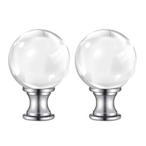 【2 pack】peesin lamp finials, 1/4-27 inch threaded base glass ball lamp finials decorative, finials for lamps with chrome base, lamp shade finials decorative for table or floor lamps