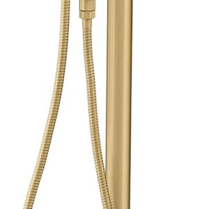 KOHLER T97328-4-2MB Purist Floor-Mount Bath Filler Trim with Handshower, Single Lever Handle Bathtub Faucet, 1.75 GPM Handshower, Vibrant Brushed Moderne Brass