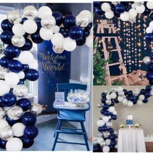 100 Pack Navy Blue Balloons 12 Inch Chrome Round Helium Pearl Dark Blue Balloons for Wedding Birthday Christmas Party Decoration (Navy Blue)