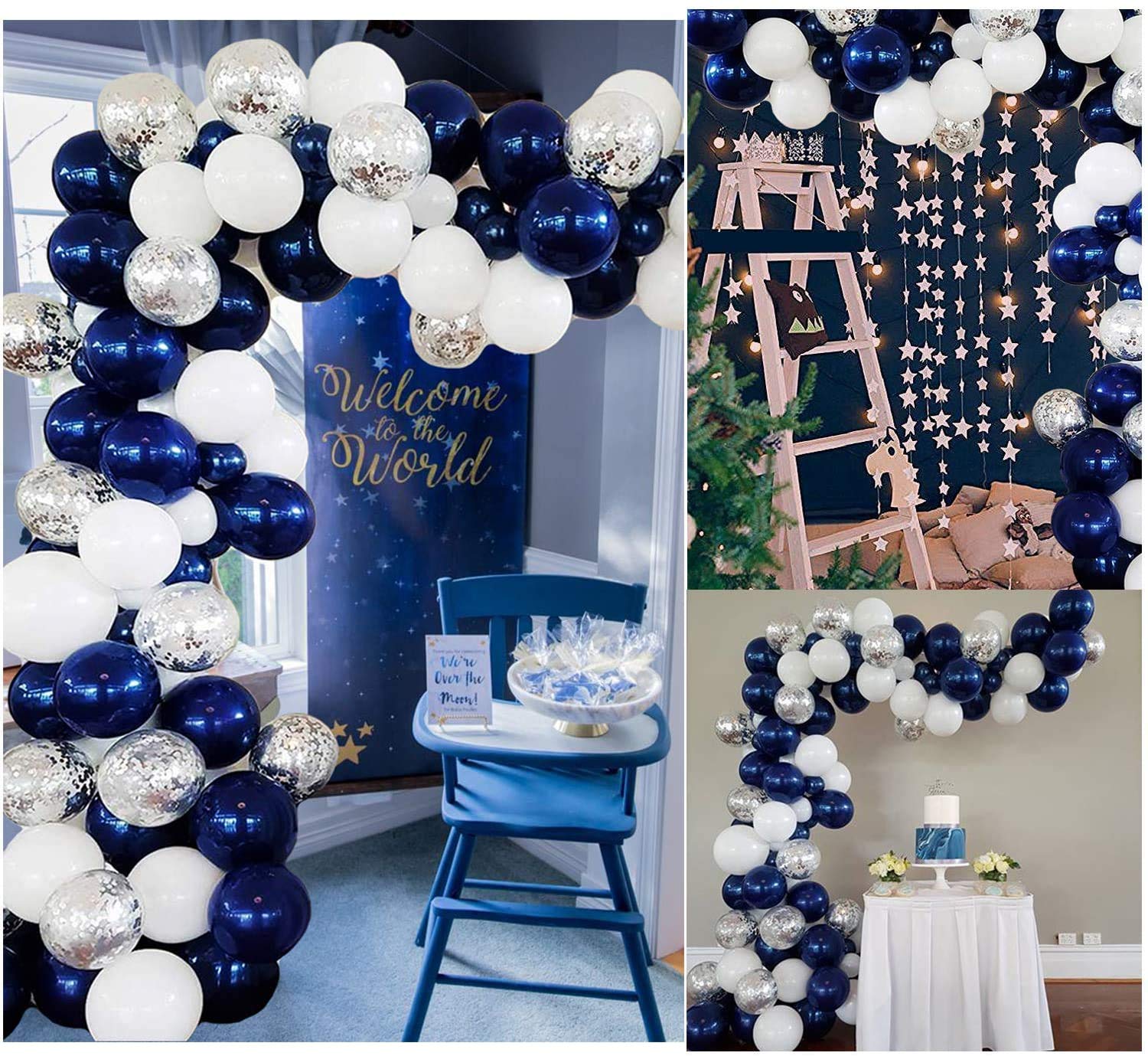 100 Pack Navy Blue Balloons 12 Inch Chrome Round Helium Pearl Dark Blue Balloons for Wedding Birthday Christmas Party Decoration (Navy Blue)