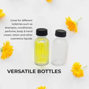 Onisavings Glass Bottles with Caps Lids -With no Leaking Caps -Bottles Use to Store for Essential Oils, Perfumes, Fragrances, Sauces, and Hot Sauces - Size 1 Oz (12 Pack)