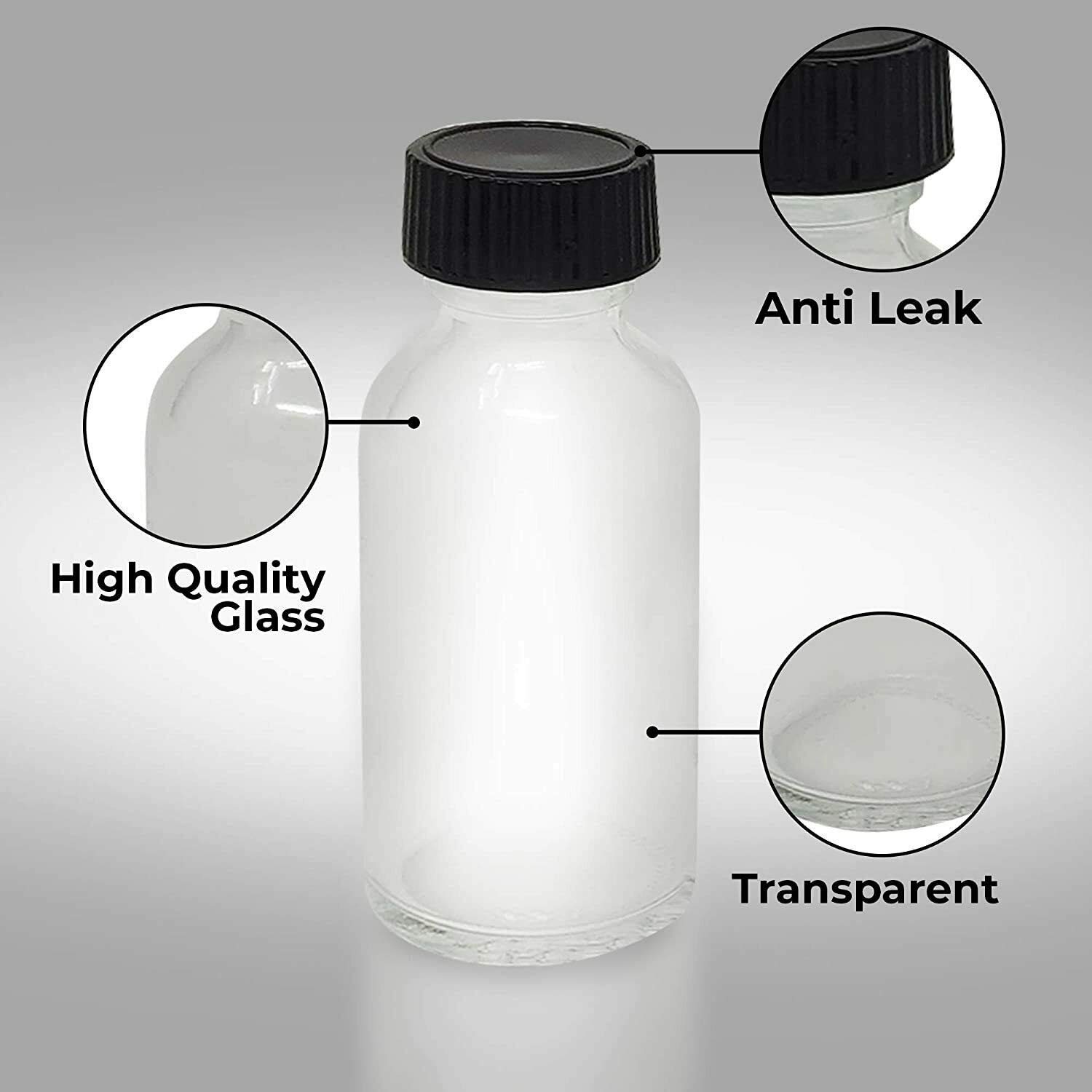 Onisavings Glass Bottles with Caps Lids -With no Leaking Caps -Bottles Use to Store for Essential Oils, Perfumes, Fragrances, Sauces, and Hot Sauces - Size 1 Oz (12 Pack)