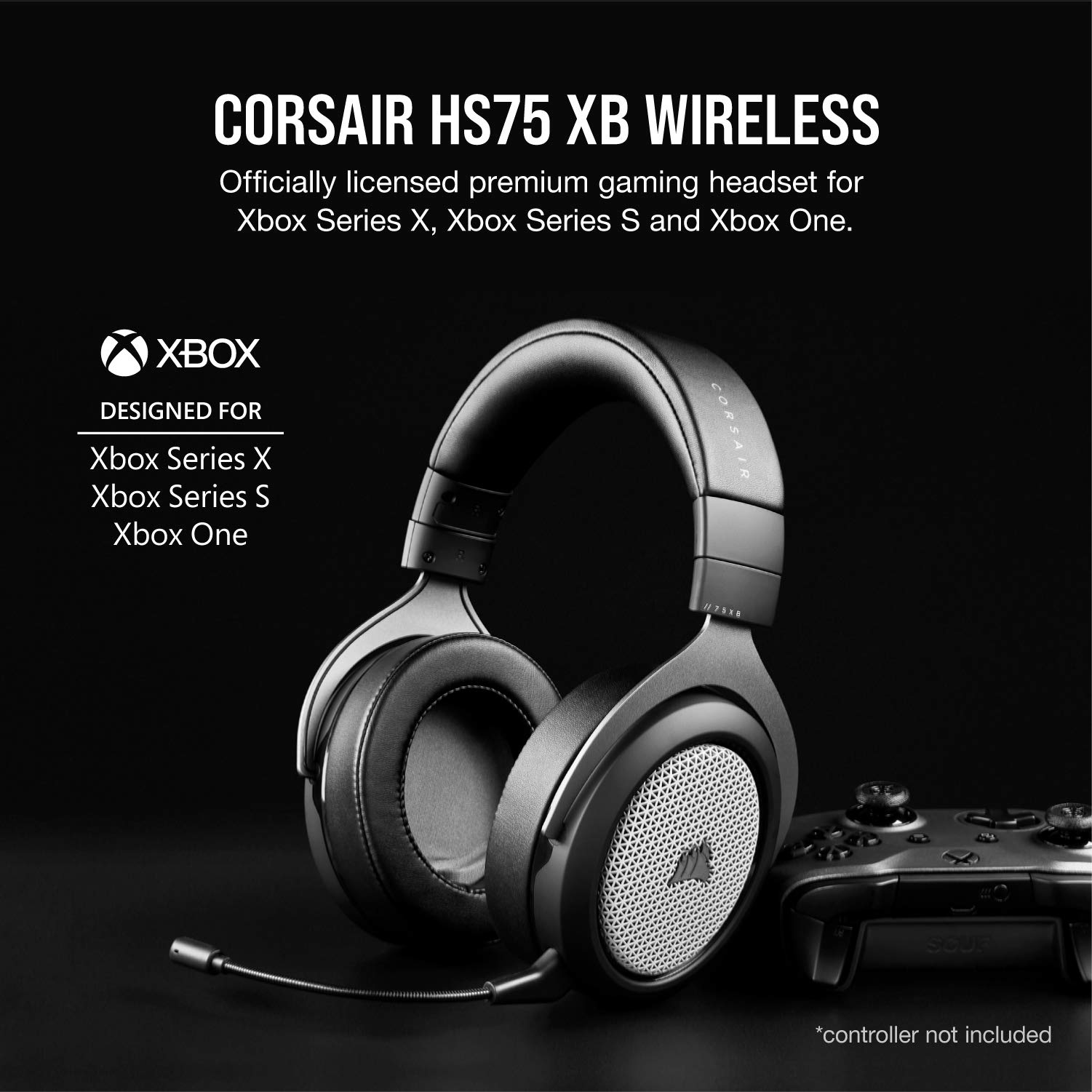 Corsair HS75 XB Wireless Gaming Headset - 20 Hour Battery Life Works w/Xbox Series X| S, Xbox One, PC- Detachable Noise Canceling Microphone- Memory Foam Earcups- 30 Feet of Range