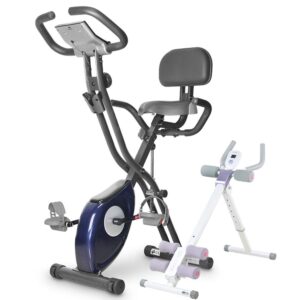 leikefitness folding exercise bike 2200(blue) and adjustable ab trainer 9300(purple) bundle