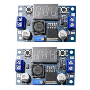 lm2596 buck converter dc voltage regulator adjustable 4-40v to 1.5-35v 3a dc to dc step down converter power supply module with led display, pack of 2