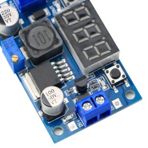 LM2596 Buck Converter DC Voltage Regulator Adjustable 4-40V to 1.5-35V 3A DC to DC Step Down Converter Power Supply Module with LED Display, Pack of 2