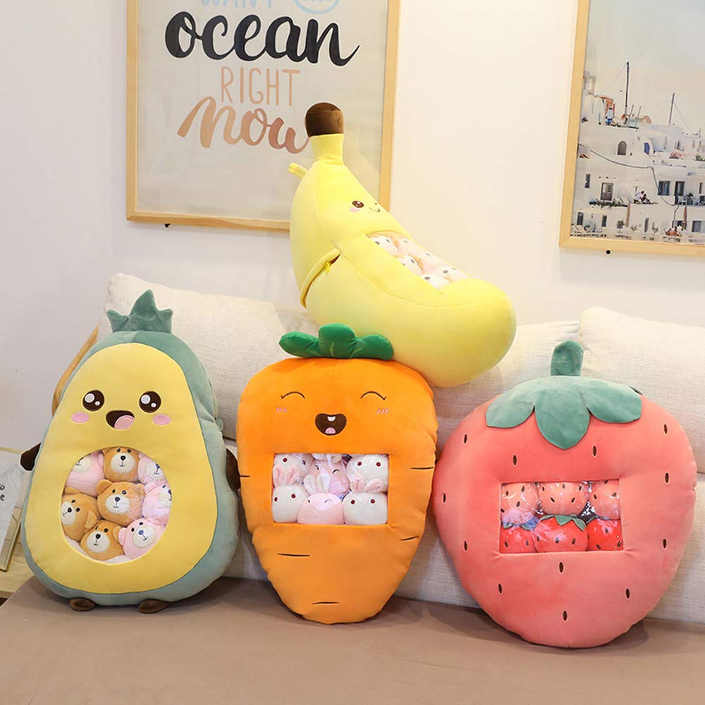 REFAHB Cute Throw Pillow Stuffed Banana Toys Removable Fluffy Creative Gifts for Teens Girls Kids