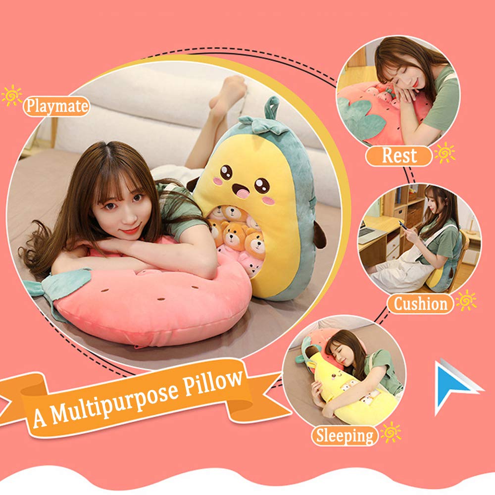 REFAHB Cute Throw Pillow Stuffed Banana Toys Removable Fluffy Creative Gifts for Teens Girls Kids